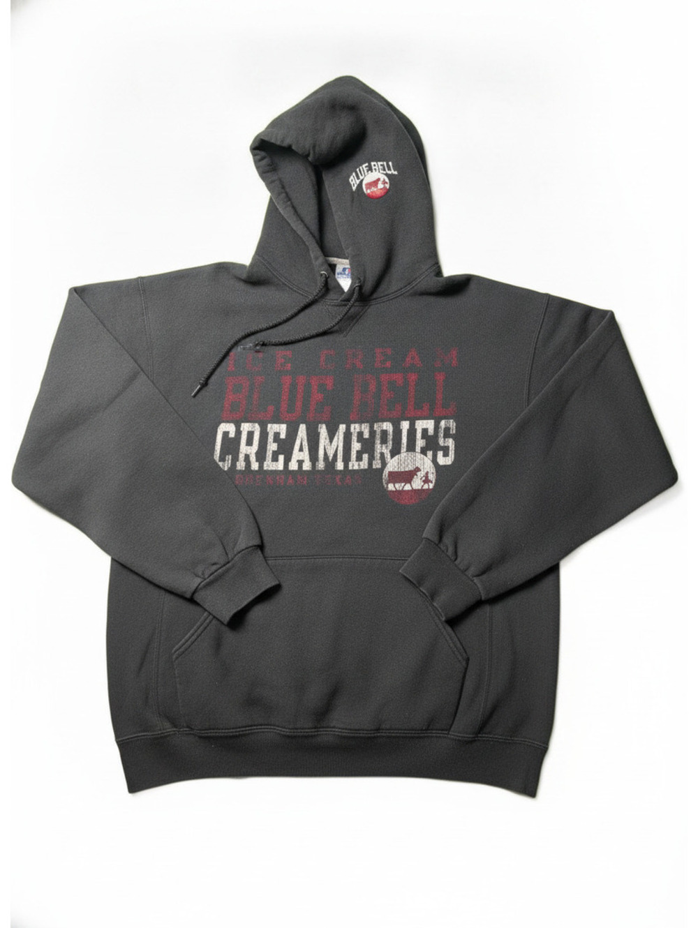 Y2K Blue Bell Creameries Russell Hoodie Black L Texas Logo